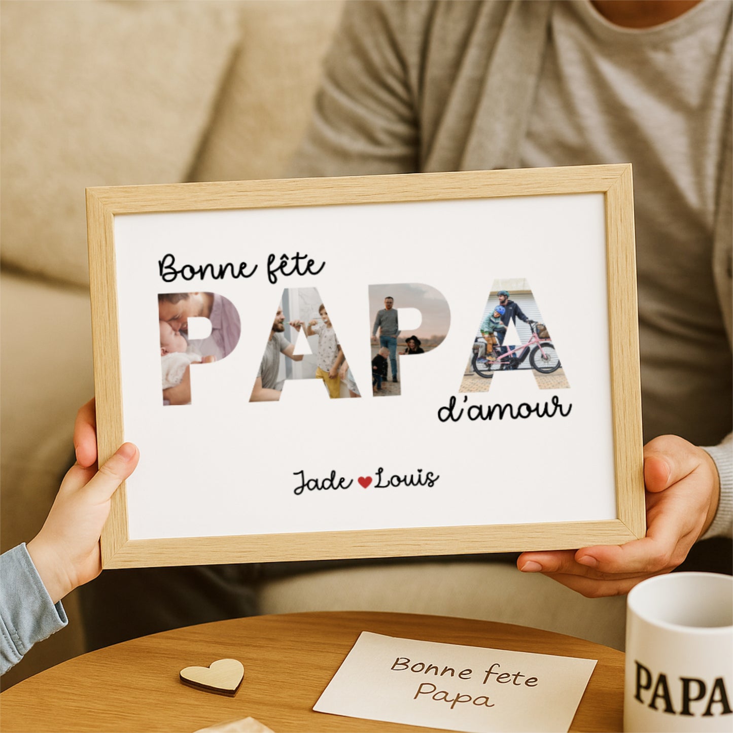 affiche bonne fête Papa personnalisée avec photos collage