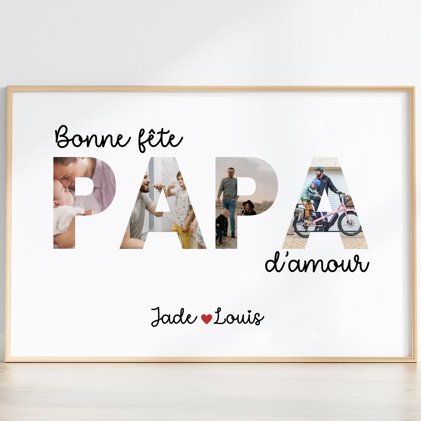 Affiche fête des pères personnalisée avec photos personnelles : bonne f^te Papa d'amour