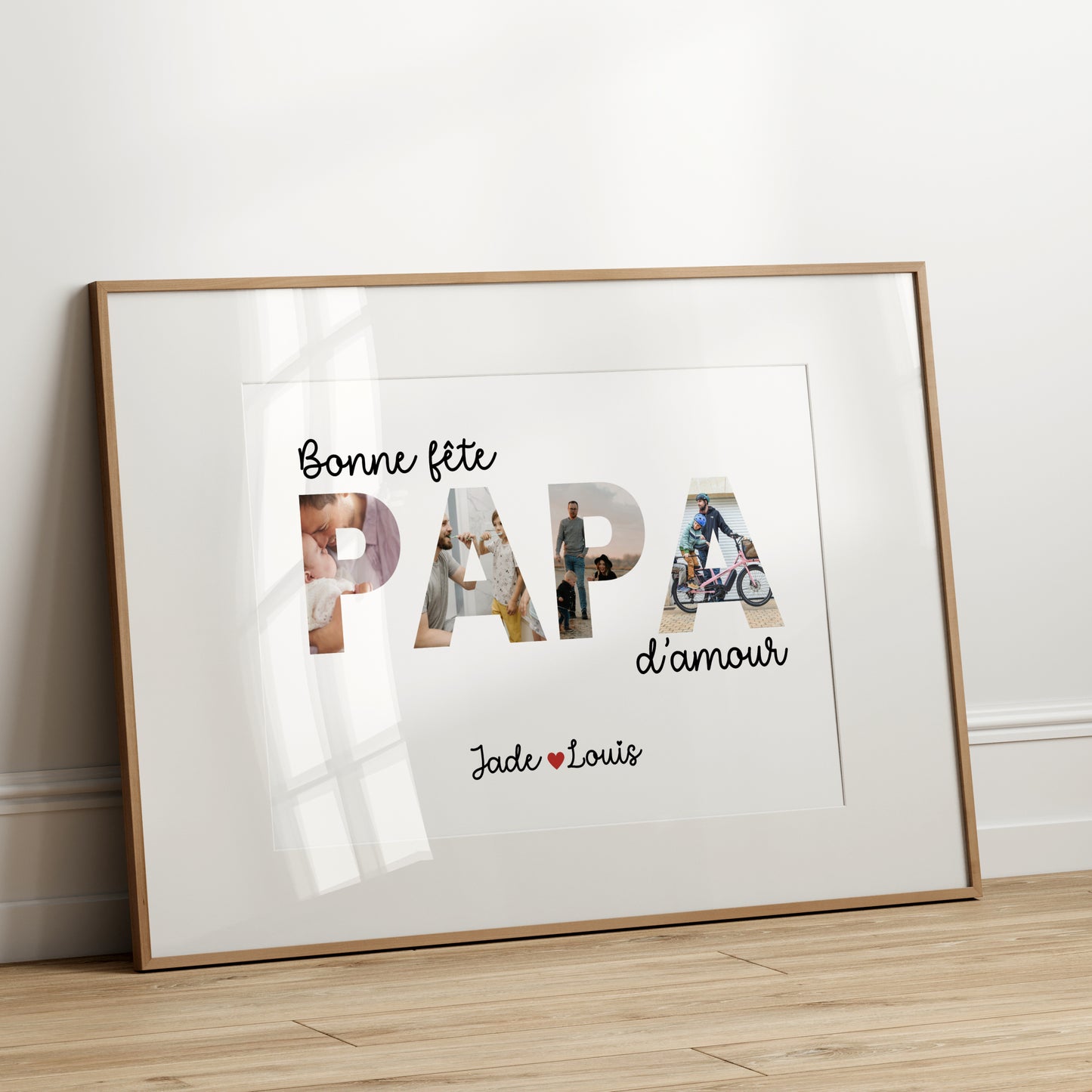 Affiche personnalisée bonne fête Papa d'amour avec disposition de photos en mosaïque