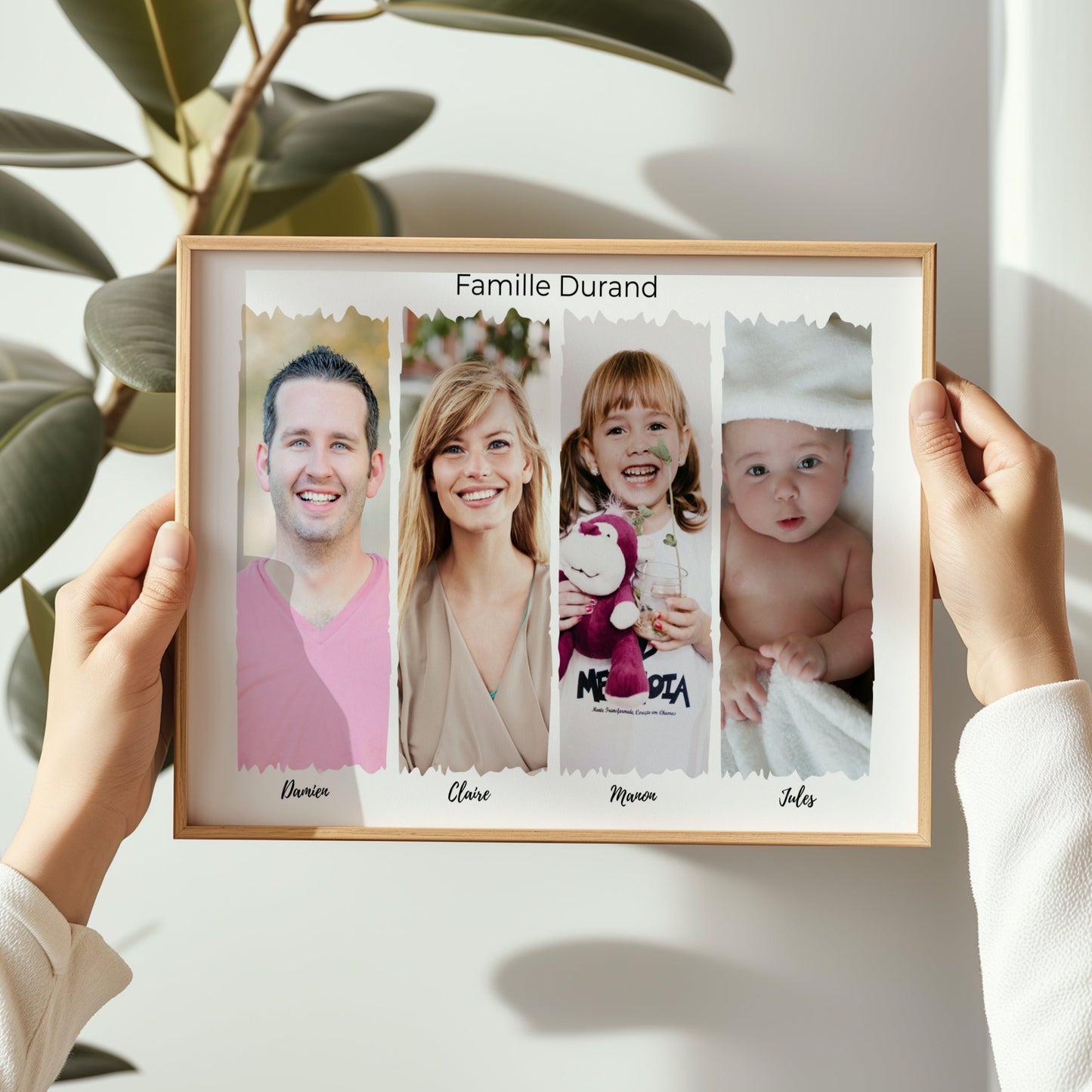 Affiche personnalisée famille avec portraits photos et prénoms