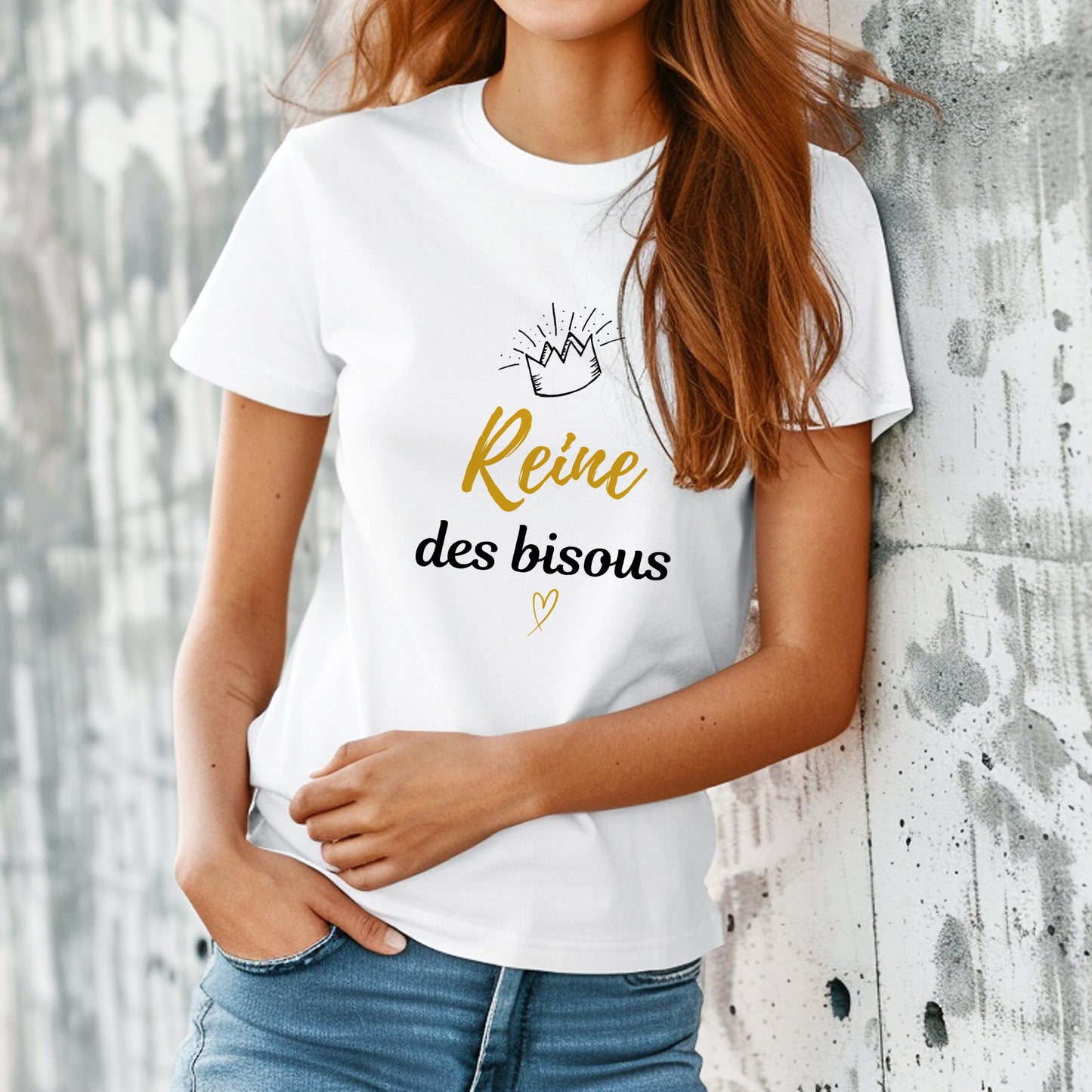 T-shirt " Reine des bisous" assorti au body garçon