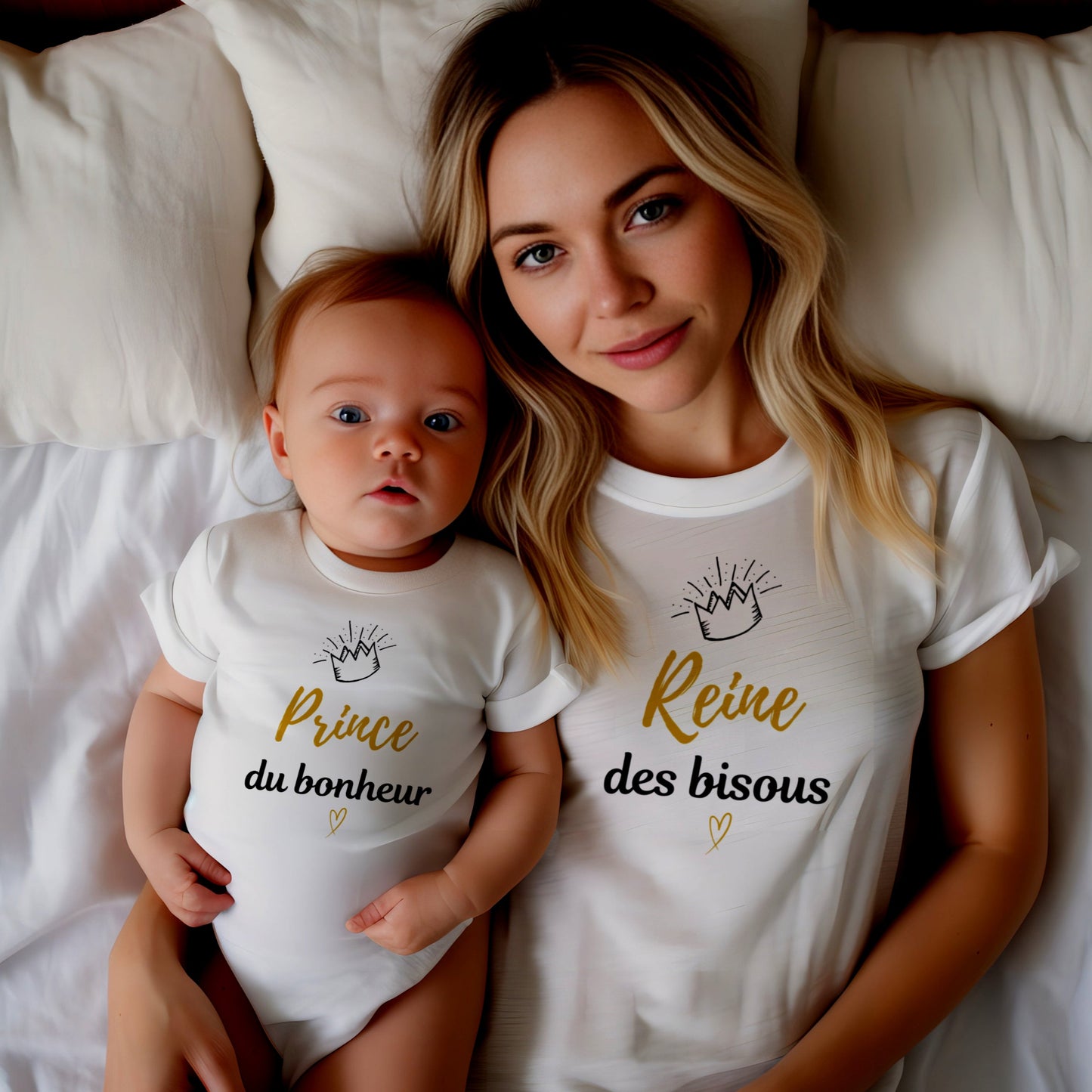 T-shirt et body assortis mère bébé - idéal cadeau fête des mères - coton bio