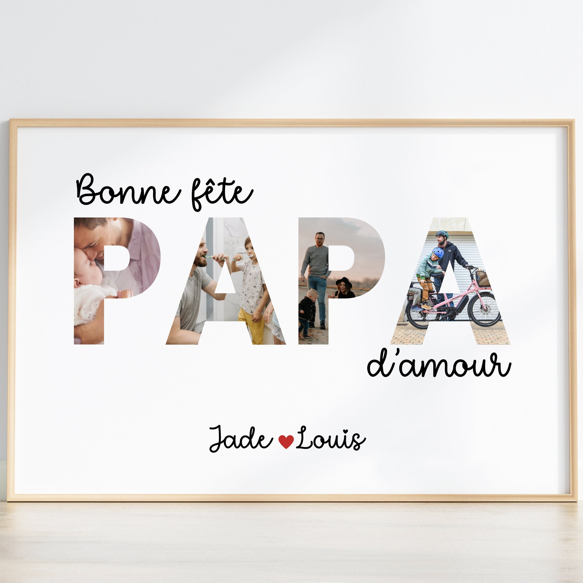 Affiche fête des pères personnalisée avec photos personnelles : bonne f^te Papa d'amour