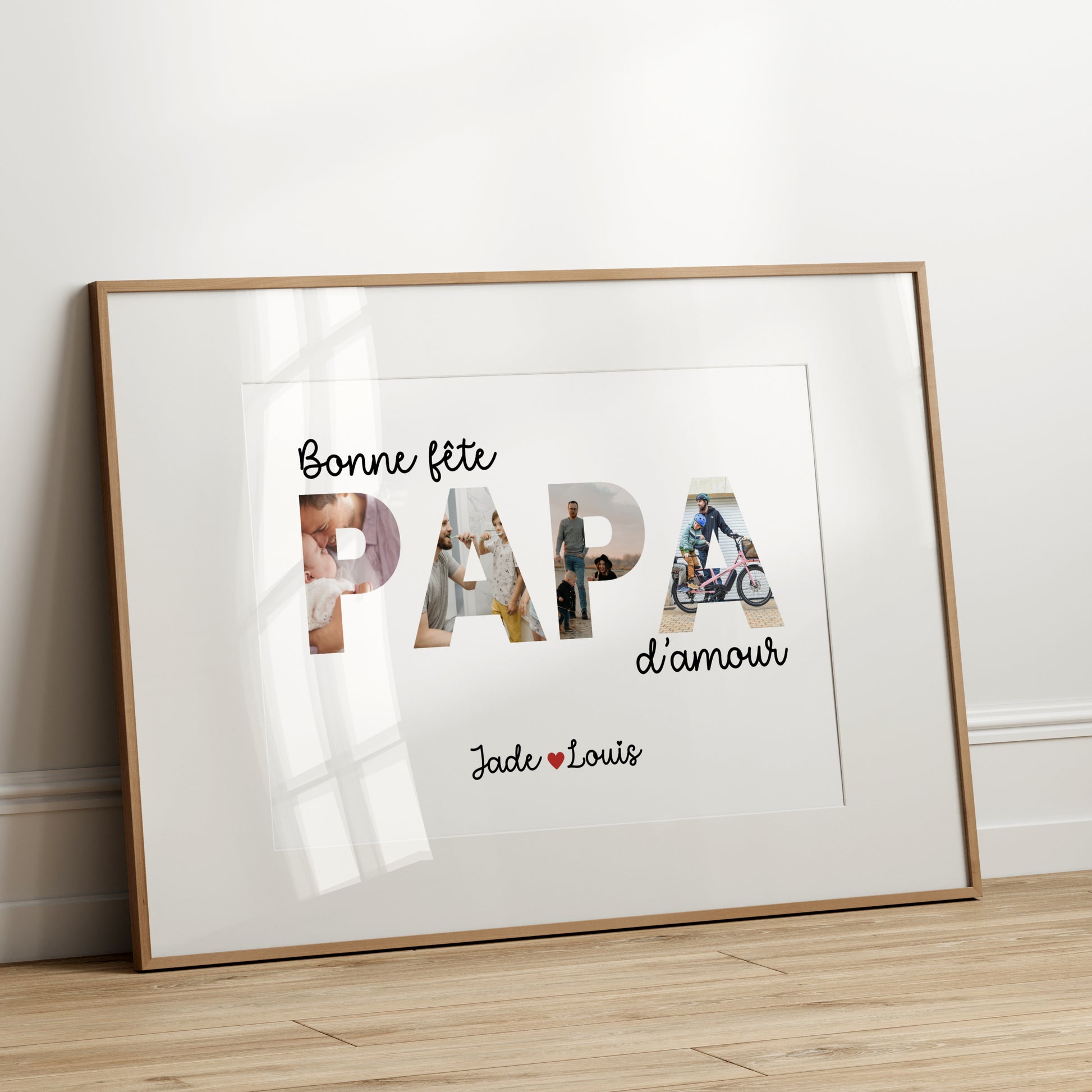 Affiche personnalisée bonne fête Papa d'amour avec disposition de photos en mosaïque